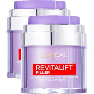 L'OREAL PARIS L'Oréal Paris Revitalift Filler Crema-Gel Viso Rimpolpante con Acido Ialuronico Nutriente e Idratante Texture Leggera per Tutti i tipi di Pelle - 2 Barattoli da 50ml