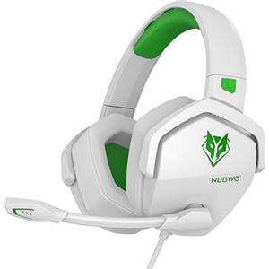 NUBWO Cuffie Gaming per PS4, PS5, PC, Xboxone, Cuffie con Microfono Over-Ear con Cancellazione del Rumore per Computer Portatili NS Games - Bianco/Verde