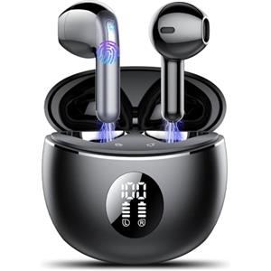 TIMU Cuffie Bluetooth, Auricolari Bluetooth 5.4 Stereo HiFi con 4 ENC Mic,Cuffie Wireless con LED Display 50 Ore, Cancellazione Rumore Cuffiette Bluetooth,Touch Control,IP7 Impermeabile Auricolari Wireless