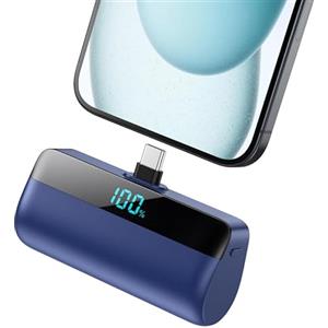 Feob Mini Power Bank per iPhone 16/15 Serie, 5200mAh USB C Caricatore Portatile Ultra-Compatto Batteria Esterna Powerbank con LED Display Compatibile con iPhone 16/15 Pro Samsung iPad Pro/Air etc-Blu