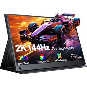 UPERFECT Monitor Portatile 2K 144Hz, Display Mobile Secondo Monitor 17,3 Pollici con Schermo IPS 2560 * 1440 HDMI Tipo C per Laptop PS4 PS5 Xbo Ras Pi con Custodia Protettiva, Compatibile VESA