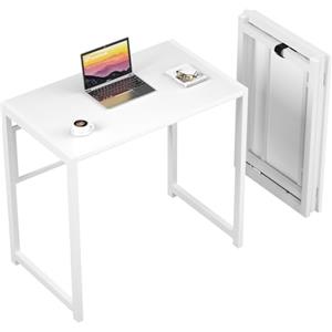 GreenForest Scrivania Salvaspazio Senza Montaggio, Scrivania per Computer e PC da 100 cm per Piccoli Spazi, Scrivania Pieghevole per l'Ufficio di Casa, Bianca