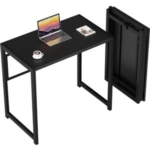 GreenForest Scrivania Salvaspazio Senza Montaggio, Scrivania per Computer e PC da 80 cm per Piccoli Spazi, Scrivania Pieghevole per l'Ufficio di Casa, Nera