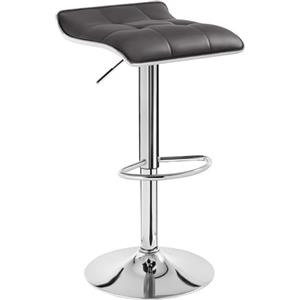 WOLTU Sgabello da Cucina, Sgabello da Bar, Sedia da Bancone con Poggiapiedi, Altezza Regolabile, Girevole a 360°, Rivestimento in PU, Struttura in Metallo, per Cucina, Soggiorno, Bar, Caffè, Grigio