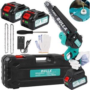 BULLA Mini Motosega elettrica a Batteria per Potatura, 8 Pollici con Motori Brushless e con 2 Batteria 4000mAh, per Tagliare Legna, Potare Rami, Giardini