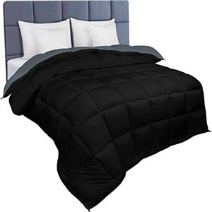 Utopia Bedding Trapunta Double-Face 350 gr/m²- Morbida Piumino (220cm x 230cm) - per Letto 180 cm - Piumino Reversibile (Bicolore) - Grigio e Nero