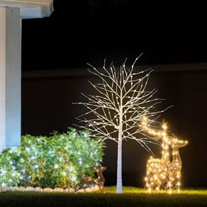 CCLIFE Albero Luminoso da Interno Led Esterno Albero Fatato Lampada Natale,Lampada Albero di Betulla Bianca,Bianco Caldo,IP44,120 cm,150 LED,CushHom