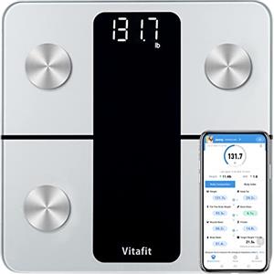 Vitafit Bilancia Pesapersone Professionale, Bilancia Impedenziometrica Professionale Bluetooth con App, Misura Peso Corporeo, Massa Grassa, BMI, Massa Muscolare, Massa Ossea,Argento