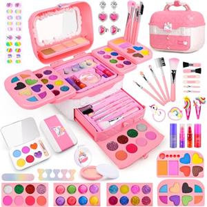 Auney Set di Trucchi Bambina 4 5 6 7 8 9 10 anni, 80 pezzi Set per il Trucco per Bambini,per ragazze, Giocattoli, Halloween, Natale, Regalo di Compleanno per Ragazze 4-10 anni