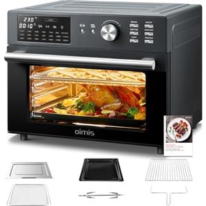 OIMIS Friggitrice ad Aria Calda 30L, Grigio Forno Multifunzione ad Aria,Timer e Temperatura Regolabili Forno con Ricette e 6 Accessori,Completi Cottura Senza olio Certificazione CE,NO Cesto Rotante