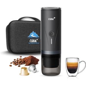 CERA+ macchina del caffè portatile eléctrica batteria，Caffè in polvere e capsule NS per macchina espresso,con borsa portatile Per camper da viaggio