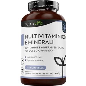 Nutravita Multivitaminico e Minerali - 365 Compresse Vegane (Fornitura di 1 anno) con 26 Vitamine e Minerali Essenziali - Compresse Multivitaminiche per Uomini e Donne - Prodotto nel Regno Unito