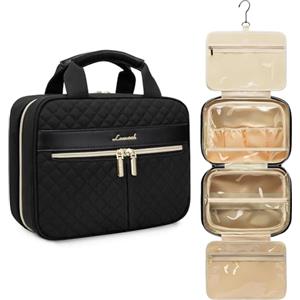 LOVEVOOK Beauty Case da Viaggio Donna da Appendere, Impermeabile Trousse Trucchi Necessaire Alta Capacità porta Trucchi da Viaggio Accessori Utili Makeup Bag con Gancio, nero