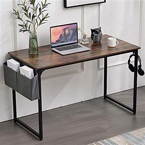 BAKAJI Scrivania Tavolo da Lavoro in Legno MDF e Metallo con Organizer Portatutto e Gancio - Design Moderno Industriale 120 x 60 x H74 cm