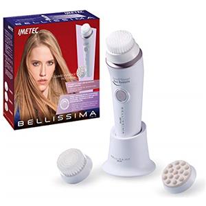 BELLISSIMA Imetec Bellissima Face Cleansing Cleanse&Massage Spazzola per la Pulizia del Viso, 3 Testine per Trattamento Personalizzato, Tecnologia a Vibrazione Sonica, 2 velocità, Beauty bag da viaggio