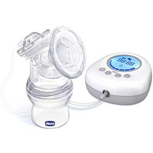 Chicco Naturally Me Tiralatte Elettrico con Fasi di Stimolazione ed Estrazione, 10 Livelli di Intensità, Confortevole e Veloce, Forma Ergonomica, con Tettarella Inclinata e Tappo Ermetico, Blu -150 ml