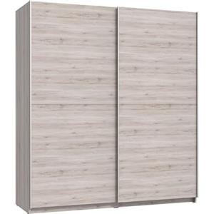 Forte Armadio WINNER 170, Guardaroba, Ante Scorrevoli Moderno Camera da Letto 2 Ante con Ripiani e Asta Appendiabiti, Decoro Legno: Rovere Sabbia, 170x190.5x61 cm