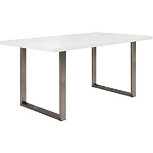 Forte TABLES Tavolo non allungabile, in legno derivato, bianco, gambe in metallo color acciaio, L x A x P: 160 x 74,7 x 90 cm