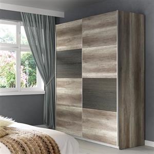 Forte Armadio SKIVE 170, Guardaroba, Ante Scorrevoli Stile Industriale Camera da Letto/Giovani 2 Ante, Decoro Legno: Rovere Antico/Touchwood, 170x210x61 cm