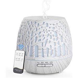Simpeak Diffusore di Oli Essenziali 400 ml,Umidificatore Diffusore di Aromi con Luce LED per Casa e Ufficio, Camera da Letto - Legno Bianco
