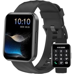 Dakofied Smartwatch Uomo Donna Chiamate Bluetooth Smart Watch con Contapassi Cardiofrequenzimetro da Polso Saturimetro Orologio Fitness Impermeabile IP68 Notifice di WhatsApp per Android iOS Nero