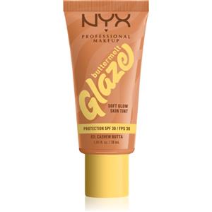 NYX Professional Makeup Buttermelt Glaze Soft Glow Skin Tint SPF30 - Fondotinta Illuminante 30ml, Tonalità 03 Cashew Butta