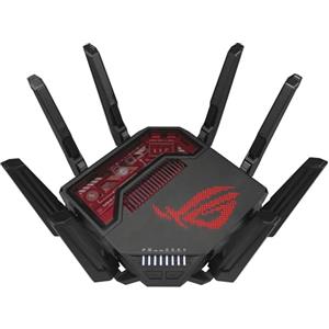 ASUS Router gaming GT-BE19000 Tri-band WiFi 7 (802.11be), larghezza di banda 320 MHz e 4096-QAM, doppie porte 10G, accelerazione di gioco a triplo livello, rete di gioco, AURA RGB, supporto AiMesh