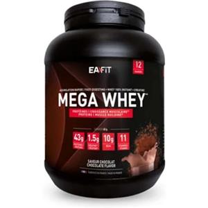 Eafit Proteine Whey Mega Whey EAFIT 750g, 100% Proteine in Polvere del Siero del Latte Istantaneo, Cioccolato, BCAA, Creatina, Aminoacidi Enzimi Digestivi, Massa Muscolare, Assorbimento Rapido, Whey Protein