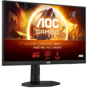 AOC Gaming Q27G4XND - Monitor QHD da 27 pollici, 180 Hz, 1 ms GTG, Fast VA, FreeSync Prem, supporto regolabile in altezza, HDR10 (2560x1420, HDMI 2.0, DisplyPort 1.4)