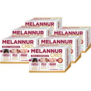 Noebis Pharma MelannurCres - Elisir per i Capelli - 60 Capsule - con Estratto di Mela Annurca Zinco Rame Selenio Biotina Astaxantina (Confezione da 6)