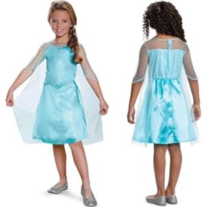 DISGUISE Costume da Elsa di Frozen, con licenza ufficiale Disney Frozen, include un bellissimo abito blu ghiaccio con maniche a rete e mantello. Taglia XS (3-4)