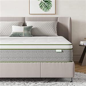 Novilla Materasso 140x200, Materasso Matrimoniale Molle Insacchettate e Memory Foam in Gel Fresco Altezza 20cm, Materasso Ibrido Tessuto in di Bambù, Supporto del Bordo Tecnologia Alta Resilienza