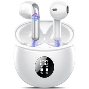 TIMU Cuffie Bluetooth, Auricolari Bluetooth 5.4 Stereo HiFi con 4 ENC Mic,Cuffie Wireless con LED Display 50 Ore, Cancellazione Rumore Cuffiette Bluetooth,Touch Control,IP7 Impermeabile Auricolari Wireless