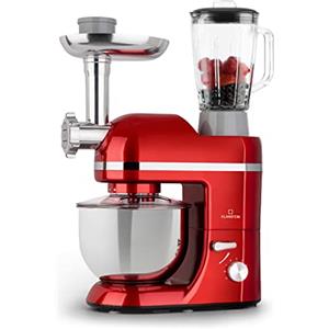 Klarstein Planetaria Professionale, Impastatrice Planetaria 5 Litri, Impastatrice Planetaria Professionale 1800W per Pizza Dolci e Pane a 6 Velocità, Tritacarne con Frullatore 1.5L con Gancio e Frusta