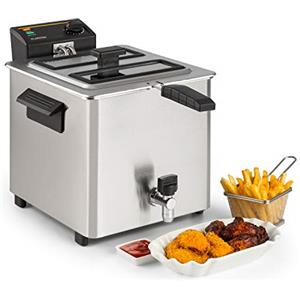 KLARSTEIN Family Fry - Friggitrice, 3000W, Cestello Cottura secondo XXL Concept, Termostato Regolabile, Oil Drain Technology, Procedimento Cool Zone, Cool Touch, Acciaio Inox, Argento