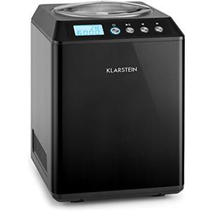 Klarstein Vanilla Sky - Macchina per Gelato, Funzione di Raffreddamento, Timer, 30-40 min, Display LED, Facile da Pulire, Acciaio Inox, Cucchiaio, 250 Watt, Capacità: 2,5 Litri, Nero