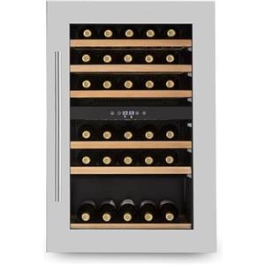 Klarstein Cantinetta Vino Design da Incasso, Cantinetta Vino Refrigerata a Zona Doppia per Vino Rosso, Bianco e Birra, Controlli Touch, Frigo Vino Cantinetta per Esterno/Interno, 132L, 35 Bottiglie