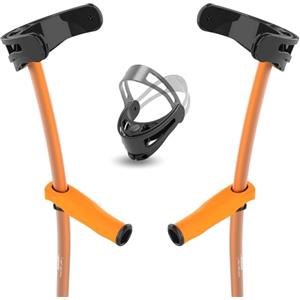 INDESmed x2 Stampelle Ortopediche Regolabili Leggere in Alluminio 100% aerospaziale - Stampelle Canadesi Colorate, impugnatura ergonomica e antiscivolo - Prodotto brevettato (Arancione, M (165-175cm))