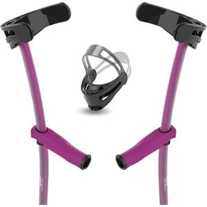 INDESmed x2 Stampelle Ortopediche Regolabili Leggere in Alluminio 100% aerospaziale - Stampelle Canadesi Colorate, impugnatura ergonomica e antiscivolo - Prodotto brevettato (Viola, S (155-165cm))