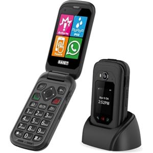 SAIET LINK 4 PRO Telefono Flip Nero, IP68 Impermeabile con Doppio Display, Audio Potenziato e Tasti Grandi - Cellulare Antiurto e Antipolvere con Batteria a Lunga Durata, Ideale per Anziani e Outdoor