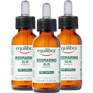 Equilibra Rosmarino Olio Essenziale per Capelli Ingredienti 100% Naturali Stimola la Crescita Nutre Rivitalizza Rinforza il Cuoio Capelluto - 3 Flaconi da 100ml