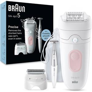 Braun Silk-épil 5 5-230, Epilatore Elettrico Donna, Per Una Epilazione Semplice, Bianco/Rosa