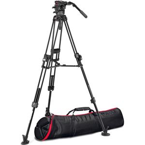 Manfrotto Testa Video Fluida 526 e Treppiede 645 Fast Twin in Alluminio - Portata 16kg, Compatibile con DSLR e Camcorder