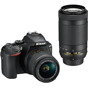 Nikon D5600 Fotocamera Reflex Digitale con Obbietivi AF-P DX NIKKOR 18-55mm f/3.5-5.6G VR e AF-P DX NIKKOR 70-300mm, 24.2 MP, LCD da 3, SD da 8 GB 300x, Nero [Nital Card: 4 Anni di Garanzia]