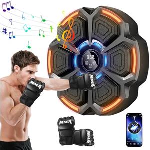 EagerMinds Music boxing machine, bersaglio da boxe musicale a parete, Smart LED, Bluetooth, con guantoni da boxe, con 9 velocità e modalità di conteggio, per adulti e bambini