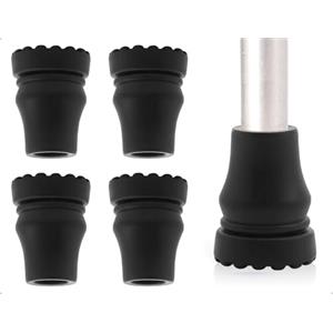Emezddo 4 pezzi di tamponi in gomma per bastoni da passeggio,cuscinetti resistenti per stampelle,punte di ricambio in gomma,piedini in gomma antiscivolo,per anziani bastoni bastoni(nero,16 mm)