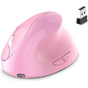 Peowuieu Mouse Ottico Ergonomico Verticale USB 2.4G Wireless + Bluetooth Ricaricabile A Doppia modalità per Computer Notebook Rosa