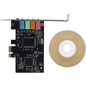 Kissmii 5.1 Scheda audio interna per 10 con supporto a basso profilo, 3D Stereo PCI-E, CMI8738 Chip 32/64 bit Sound Card PCI