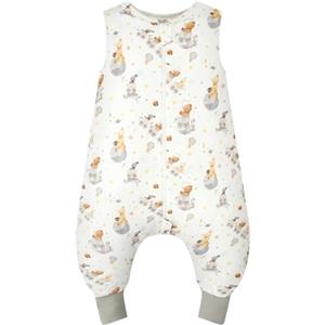 JiAmy Sacco Nanna per Bambini 1.0 Tog con Gambe 100% Cotone Stampa Foresta Sacchetto a Pelo con Piedini per Bambino Indossabile Tutto l'anno Coperta per 2-3 anni Orsi bianchi