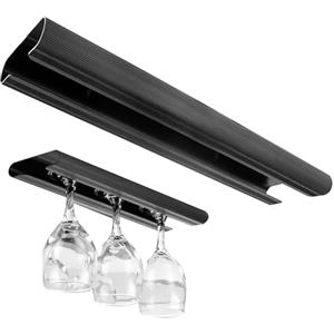 xiruiubao Porta Bicchieri Sospesi,Porta Calici Sottopensile con Viti,Portabicchieri Sospeso,Porta Calici da Parete per Cucina, Ristorante, Bar,Appendi Bicchieri Calici Sospesi (Nero)